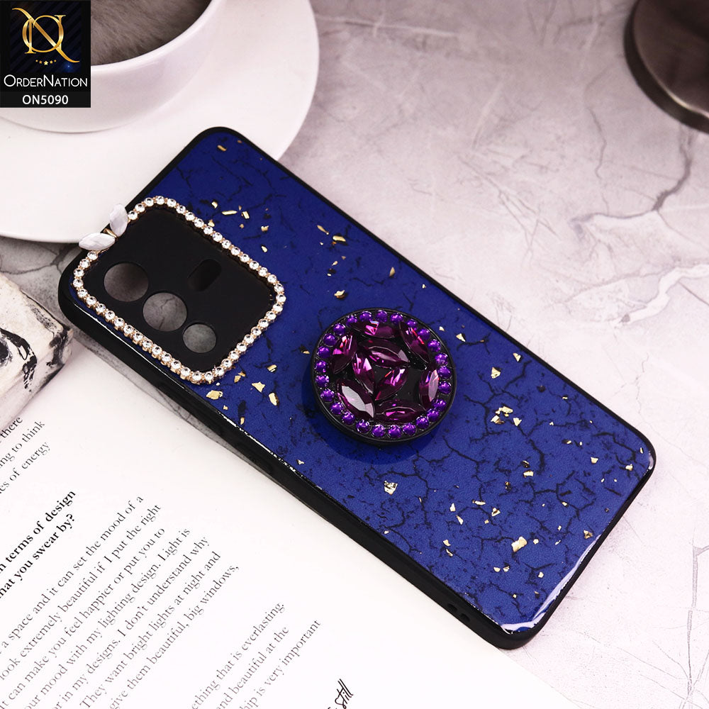 Vivo V23 5G Cover - Design6 - Bling Series - Glitter Foil Soft Border Case With Holder(Glitter Does Not Move)