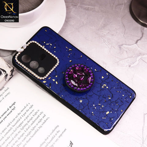 Vivo S12 Cover - Design6 - Bling Series - Glitter Foil Soft Border Case With Holder(Glitter Does Not Move)