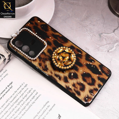 Vivo S12 Cover - Design9 - Bling Series - Glitter Foil Soft Border Case With Holder(Glitter Does Not Move)