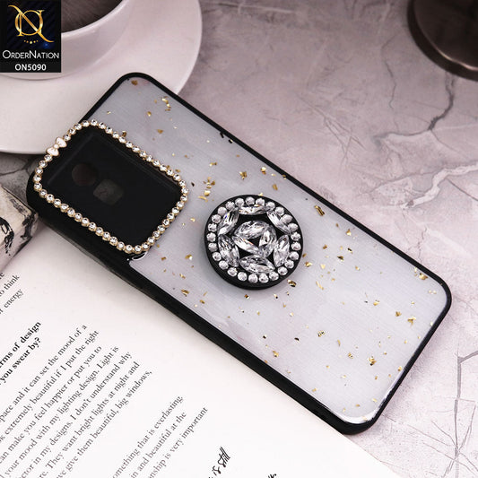 Vivo Y02A Cover - Design10 - Bling Series - Glitter Foil Soft Border Case With Holder(Glitter Does Not Move)