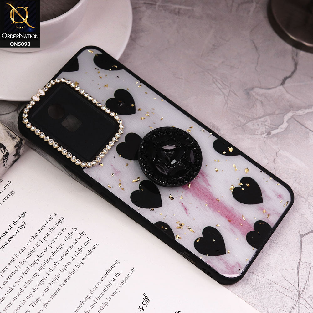Vivo Y11 2023 Cover - Design2 - Bling Series - Glitter Foil Soft Border Case With Holder(Glitter Does Not Move)