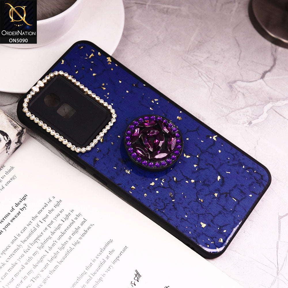 Vivo Y02 Cover - Design6 - Bling Series - Glitter Foil Soft Border Case With Holder(Glitter Does Not Move)