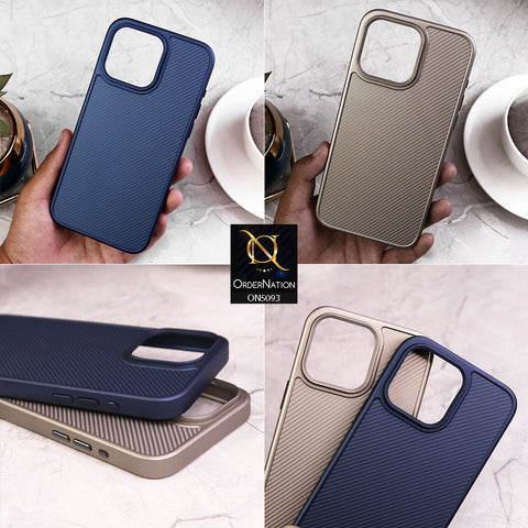 iPhone 15 Pro Max Cover - Golden - New Carbon Fiber Texture Protective Soft Borders Case