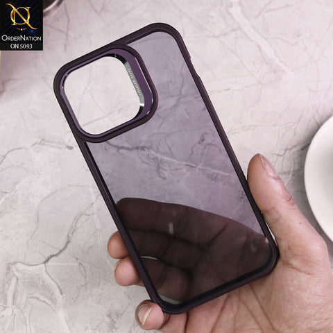 iPhone 14 Pro Max Cover - Purple - Doyers Trendy Colour Transparent Back Soft Borders Metalic Camera Lens Protector Case