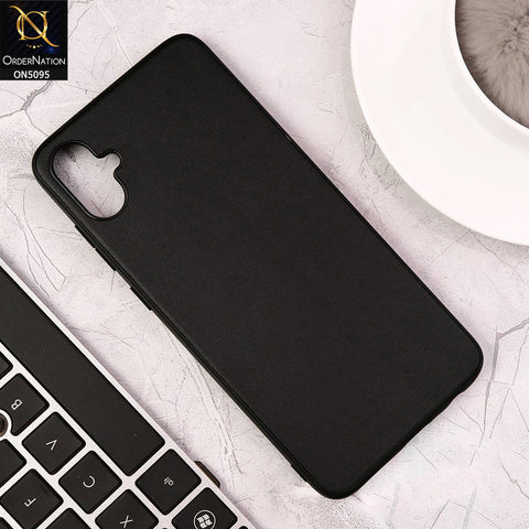 Samsung Galaxy A05 Cover - Black - Trendy Synthetic Leather Look Soft Silicon Borders Ultra Thin Protective Shell Case