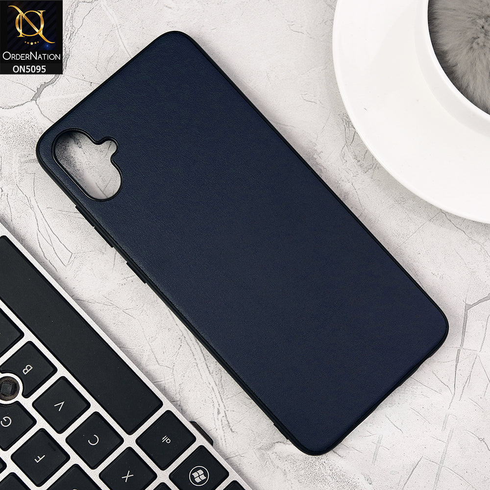 Samsung Galaxy A05 Cover - Blue - Trendy Synthetic Leather Look Soft Silicon Borders Ultra Thin Protective Shell Case