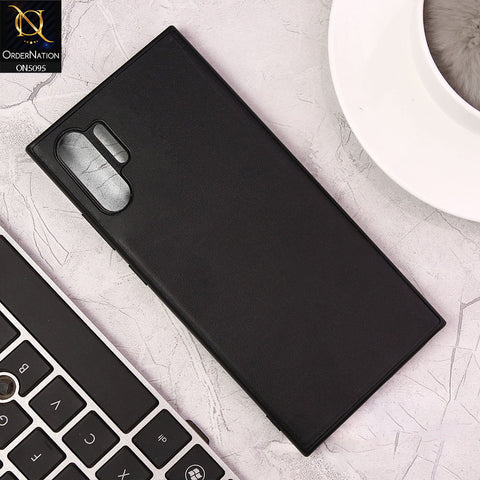 Samsung Galaxy Note 10 Plus Cover - Black - Trendy Synthetic Leather Look Soft Silicon Borders Ultra Thin Protective Shell Case