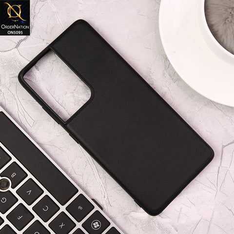Samsung Galaxy S21 Ultra Cover - Black - Trendy Synthetic Leather Look Soft Silicon Borders Ultra Thin Protective Shell Case