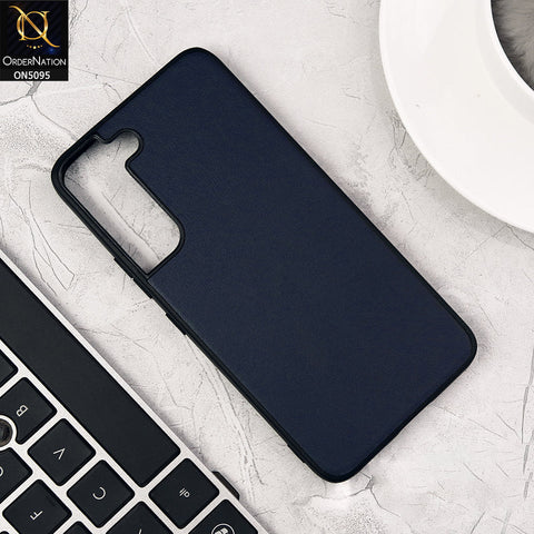 Samsung Galaxy S22 Cover - Blue - Trendy Synthetic Leather Look Soft Silicon Borders Ultra Thin Protective Shell Case