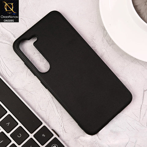 Samsung Galaxy S23 5G Cover - Black - Trendy Synthetic Leather Look Soft Silicon Borders Ultra Thin Protective Shell Case