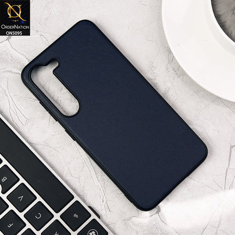 Samsung Galaxy S23 5G Cover - Blue - Trendy Synthetic Leather Look Soft Silicon Borders Ultra Thin Protective Shell Case