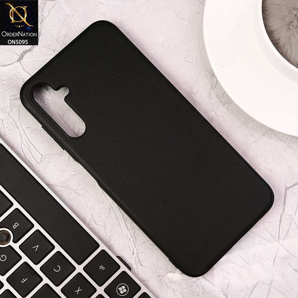 Samsung Galaxy S23 FE Cover - Black - Trendy Synthetic Leather Look Soft Silicon Borders Ultra Thin Protective Shell Case