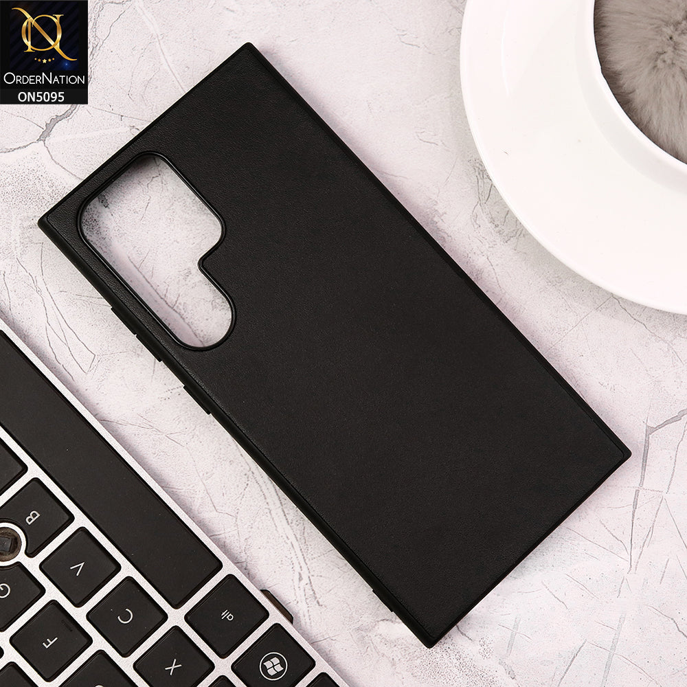 Samsung Galaxy S22 Ultra Cover - Black - Trendy Synthetic Leather Look Soft Silicon Borders Ultra Thin Protective Shell Case