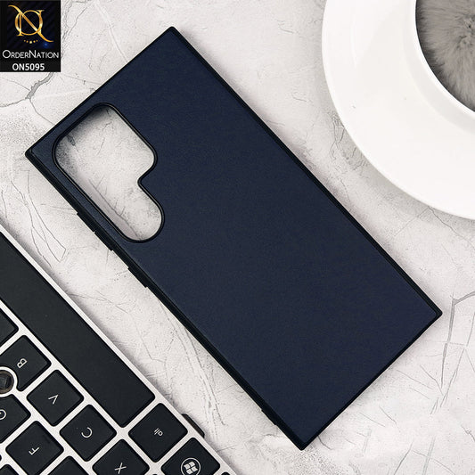 Samsung Galaxy S23 Ultra Cover - Blue - Trendy Synthetic Leather Look Soft Silicon Borders Ultra Thin Protective Shell Case