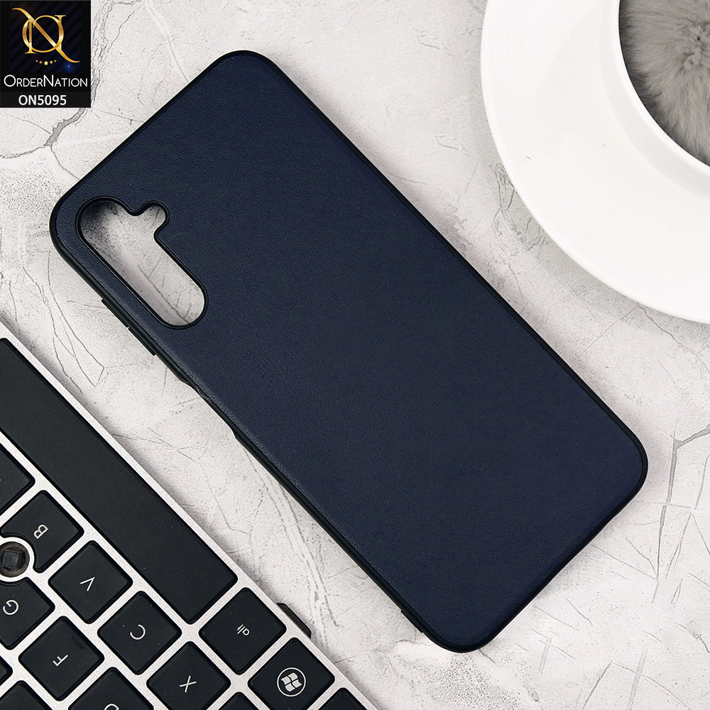 Samsung Galaxy A24 4G Cover - Blue - Trendy Synthetic Leather Look Soft Silicon Borders Ultra Thin Protective Shell Case