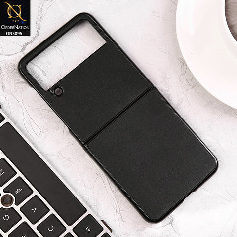 Samsung Galaxy Z Flip 4 5G Cover - Black - Trendy Synthetic Leather Look Soft Silicon Borders Ultra Thin Protective Shell Case