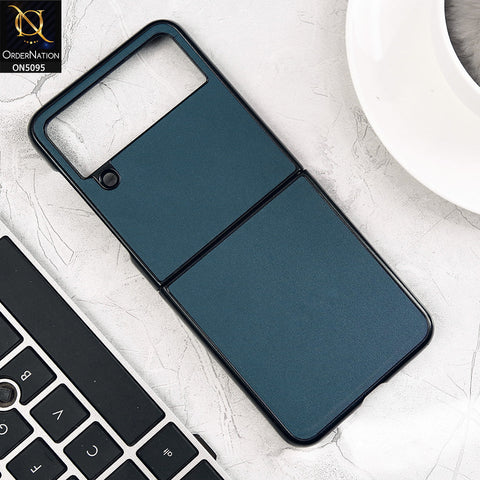 Samsung Galaxy Z Flip 4 5G Cover - Blue - Trendy Synthetic Leather Look Soft Silicon Borders Ultra Thin Protective Shell Case