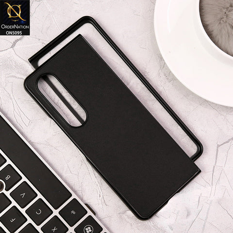 Samsung Galaxy Z Fold 4 5G Cover - Black - Trendy Synthetic Leather Look Soft Silicon Borders Ultra Thin Protective Shell Case