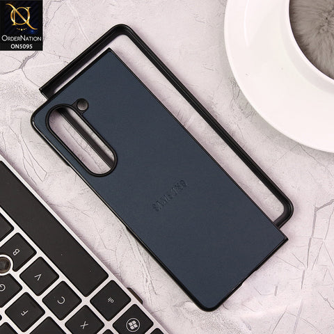 Samsung Galaxy Z Fold 5 5G Cover - Blue - Trendy Synthetic Leather Look Soft Silicon Borders Ultra Thin Protective Shell Case