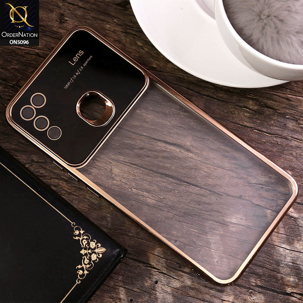 Infinix Hot 10 Play Cover - Golden - New Color Electroplating Borders Camera Lens Soft Transparent Case