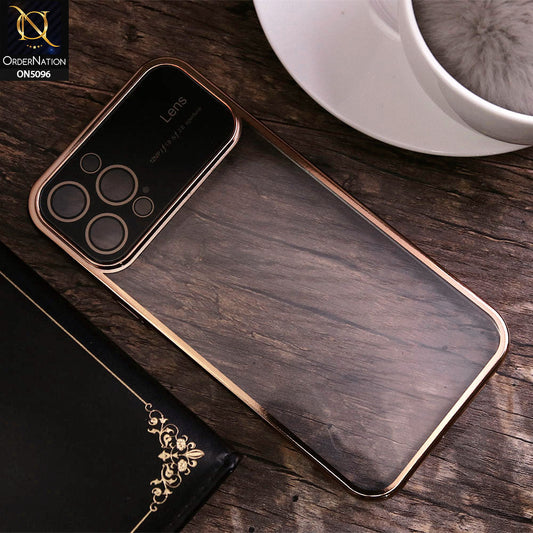 iPhone 12 Pro Max Cover - Golden - New Color Electroplating Borders Camera Lens Soft Transparent Case