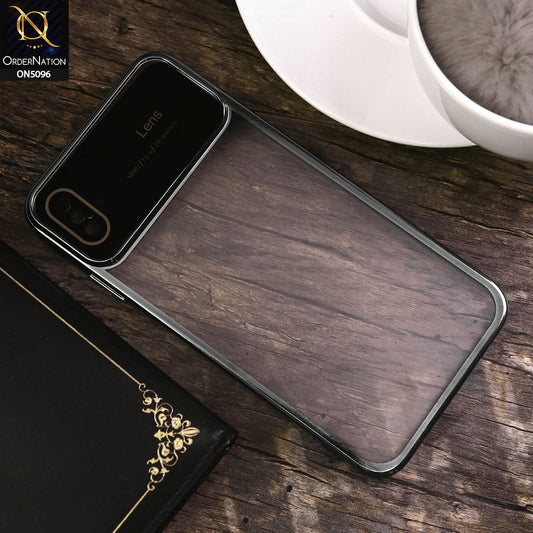 iPhone XS / X Cover - Black - New Color Electroplating Borders Camera Lens Soft Transparent Case