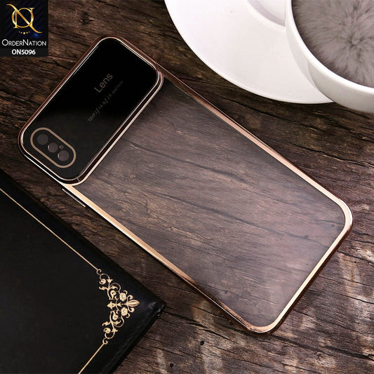 iPhone XS Max Cover - Golden - New Color Electroplating Borders Camera Lens Soft Transparent Case