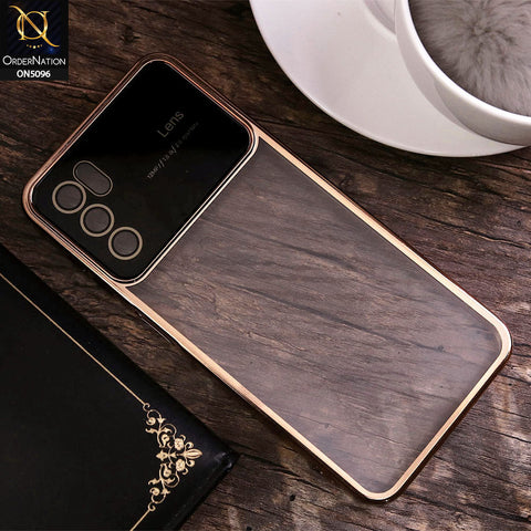 Oppo A16 Cover - Golden - New Color Electroplating Borders Camera Lens Soft Transparent Case