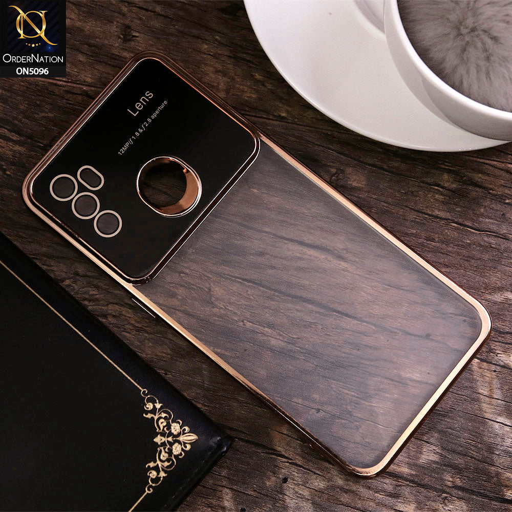 Oppo A53s Cover - Golden - New Color Electroplating Borders Camera Lens Soft Transparent Case