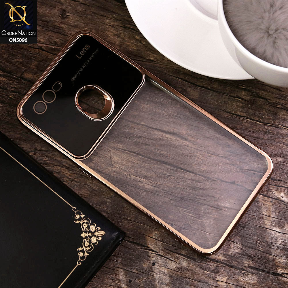 Oppo A12 Cover - Golden - New Color Electroplating Borders Camera Lens Soft Transparent Case