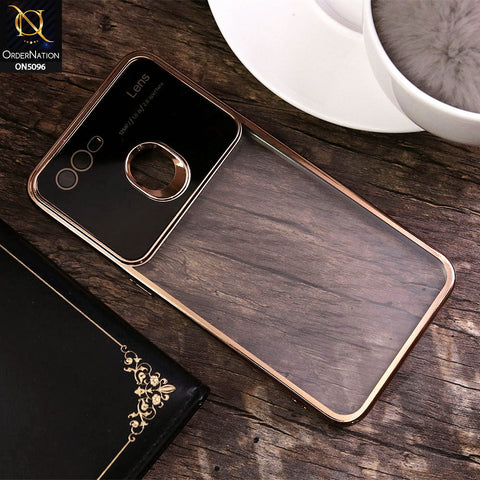 Oppo A12 Cover - Golden - New Color Electroplating Borders Camera Lens Soft Transparent Case