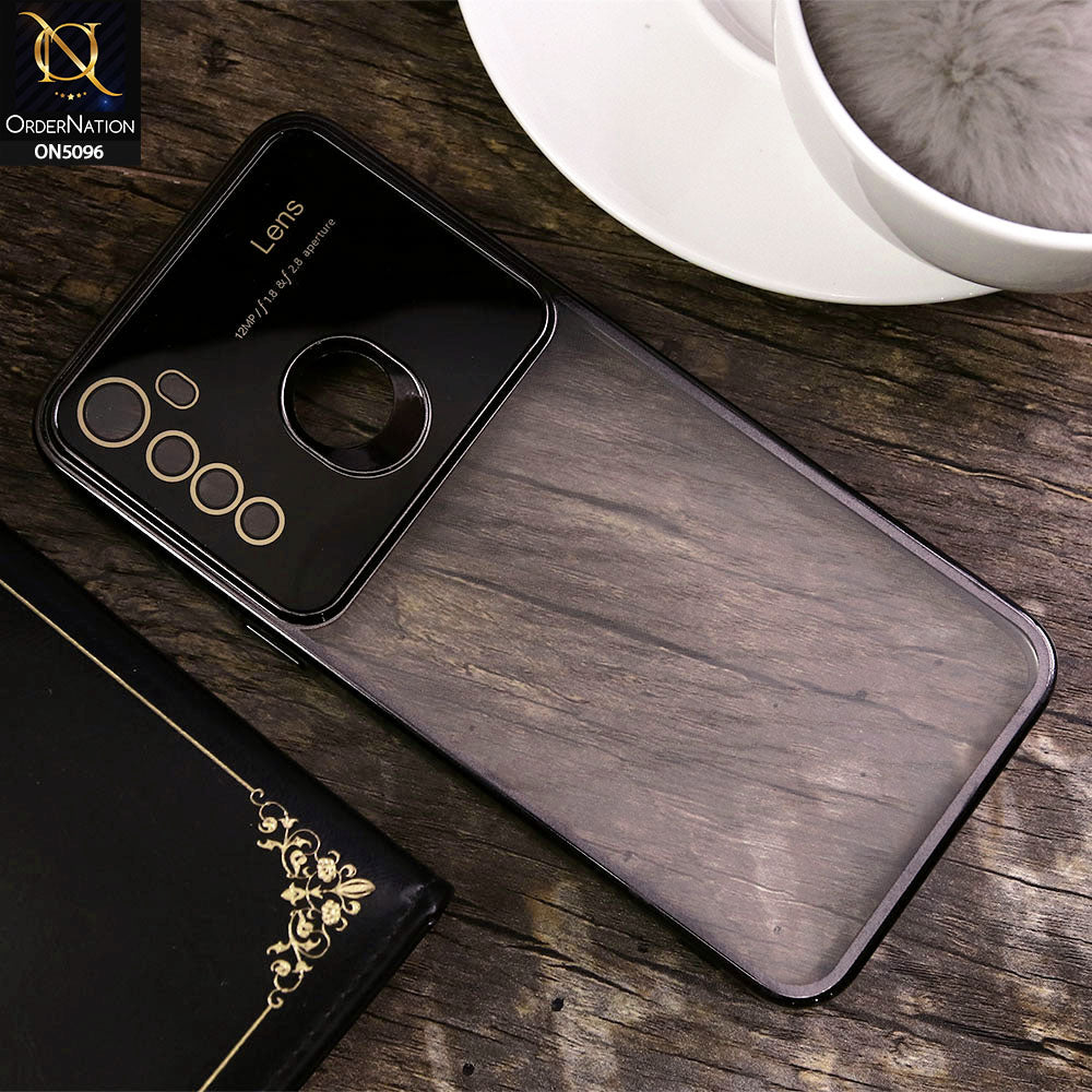 Realme 5s Cover - Black - New Color Electroplating Borders Camera Lens Soft Transparent Case