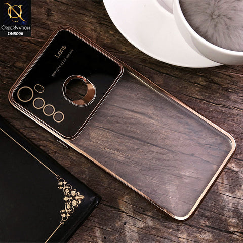 Realme 5i Cover - Golden - New Color Electroplating Borders Camera Lens Soft Transparent Case