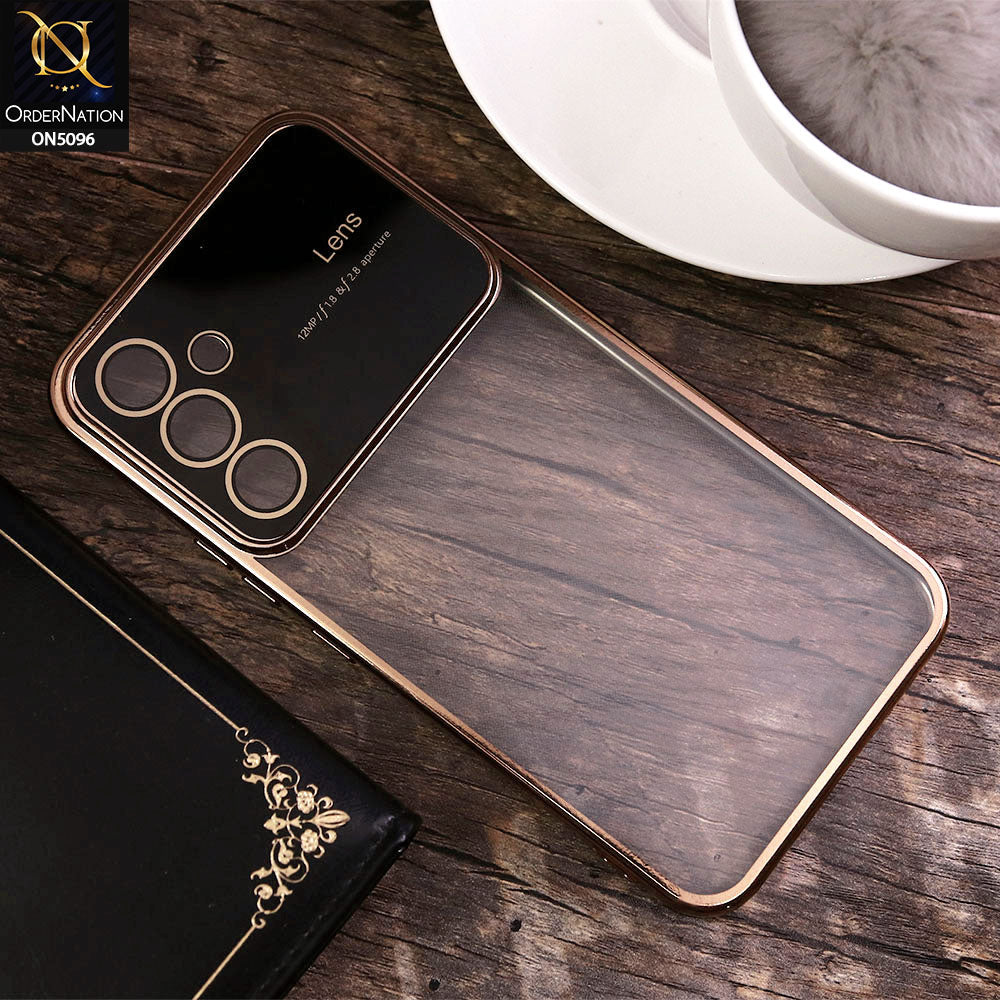 Samsung Galaxy A54 Cover - Golden - New Color Electroplating Borders Camera Lens Soft Transparent Case