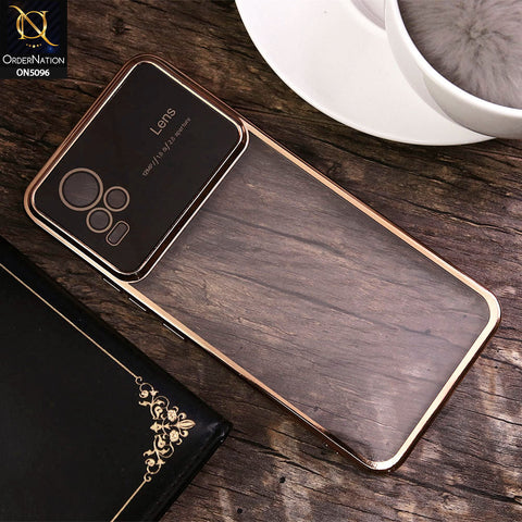 Vivo V21e Cover - Golden - New Color Electroplating Borders Camera Lens Soft Transparent Case