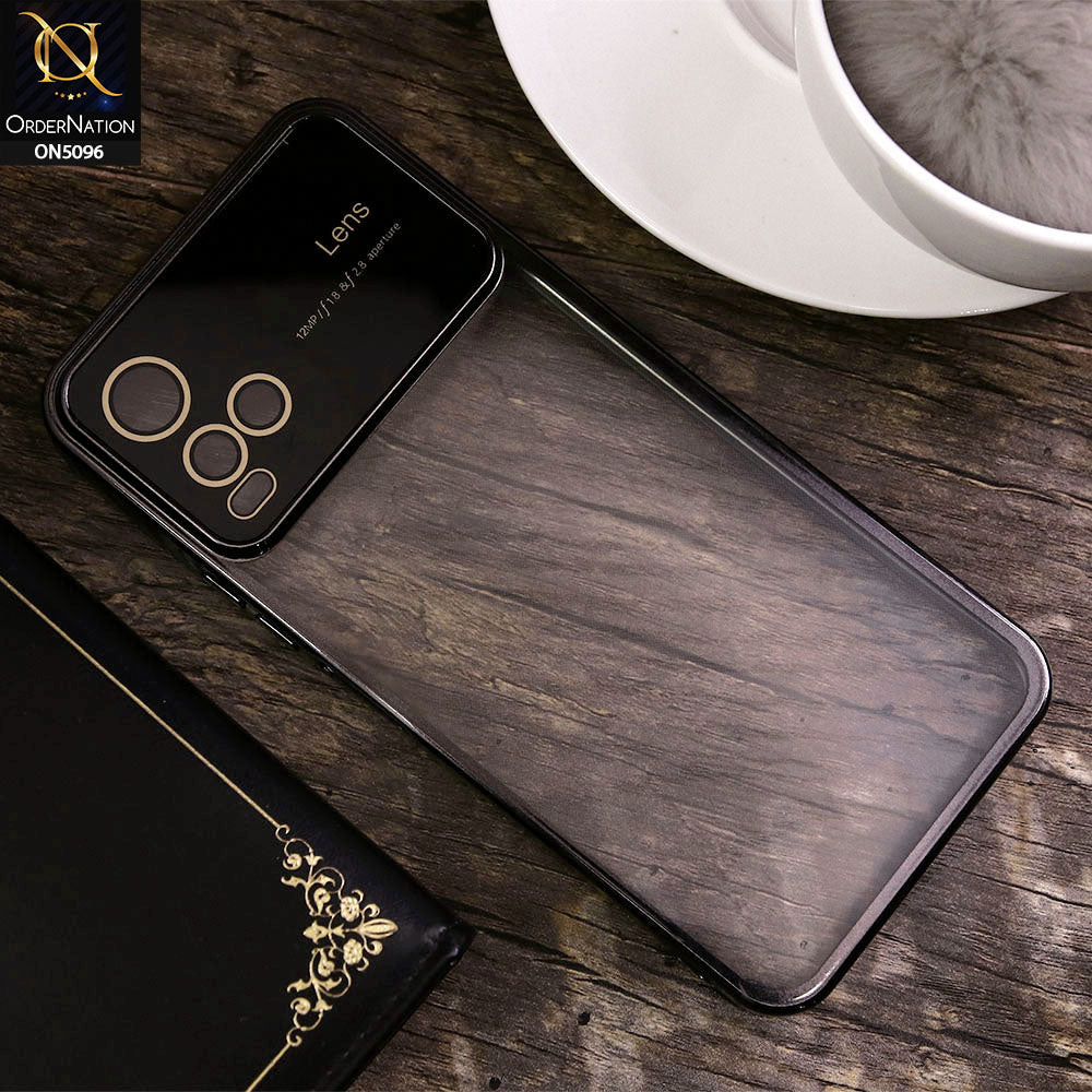 Vivo Y21t Cover - Black - New Color Electroplating Borders Camera Lens Soft Transparent Case