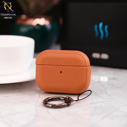Apple Airpods 3rd Gen 2021 Cover - Orange - New Style Premium Leather Texture ShockProof Protective Case Compatible with Airpods 3rd Gen 2021