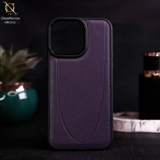 iPhone 14 Pro Max Cover - Purple - Trendy Sports Texture Ultra Protective Leather Style