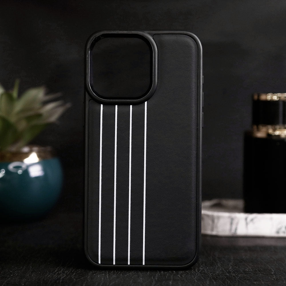 iPhone 15 Pro Max Cover - Design1 - Soft Border Cases Leather Texture Ultra Protection Sports Style