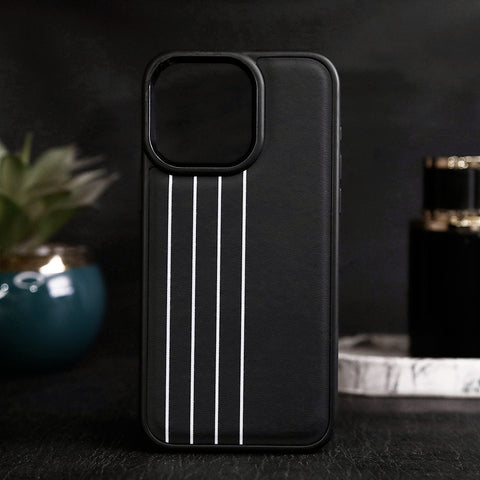 iPhone 15 Pro Max Cover - Design1 - Soft Border Cases Leather Texture Ultra Protection Sports Style