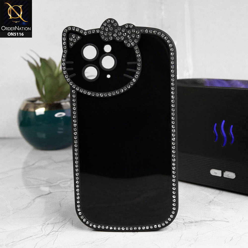 iPhone 11 Pro Cover - Black - Luxury Cartoon Rhinestones Soft Case With Camera Protection
