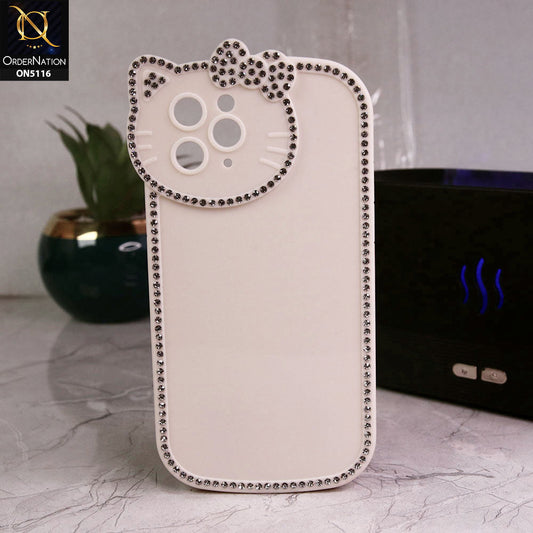 iPhone 11 Pro Cover - Off White - Luxury Hello Kitty Rhinestones Soft Case With Camera Protection
