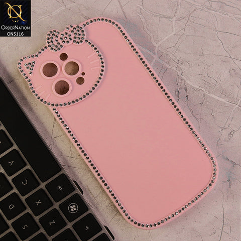 iPhone 12 Pro Max Cover - Pink - Luxury Cartoon Rhinestones Soft Case With Camera Protection