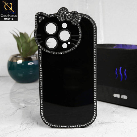 iPhone 15 Pro Cover - Black - Luxury Cartoon Rhinestones Soft Case With Camera Protection