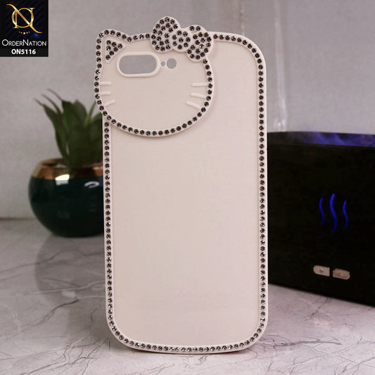 iPhone 8 Plus / 7 Plus Cover - Off White - Luxury Hello Kitty Rhinestones Soft Case With Camera Protection