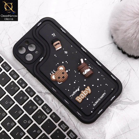 iPhone 11 Pro Cover - Black - Cute 3D Cartoon Coffee Soft Silicon Case With Camera Protection