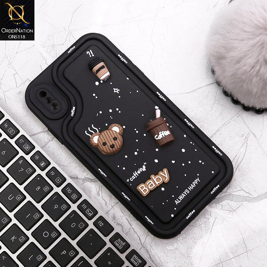 iPhone XS Max Cover - Black - Cute 3D Cartoon Coffee Soft Silicon Case With Camera Protection