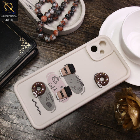 Samsung Galaxy A05 Cover - White - D2 - Cute 3D Donut Coffee Soft Silicon Case with Camera Protection