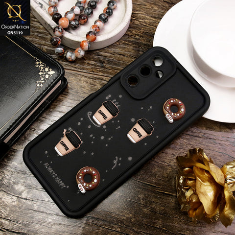 Samsung Galaxy A05s Cover - Black - D1 - Cute 3D Donut Coffee Soft Silicon Case with Camera Protection