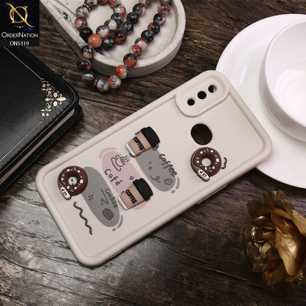 Samsung Galaxy A10s Cover - White - D2 - Cute 3D Donut Coffee Soft Silicon Case with Camera Protection